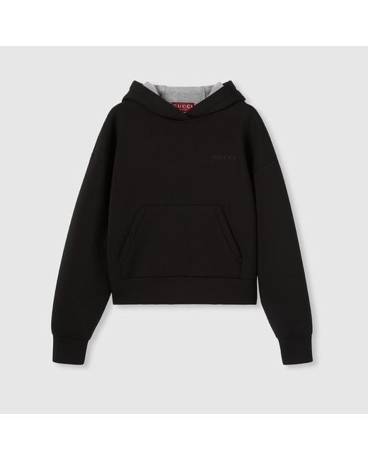 Sudadera Con Capucha De Punto De Viscosa, Talla Gucci de color Black