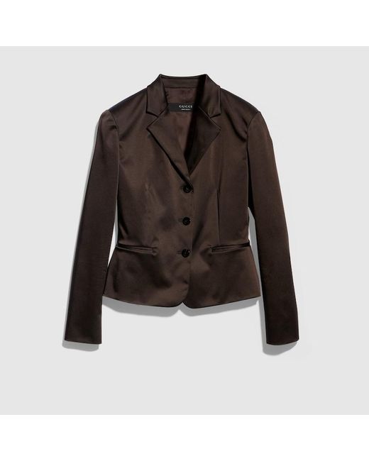 Gucci Black Stretch Acetate Duchesse Jacket, Size 36 It, Ready-To-Wear