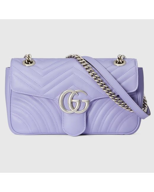 Gucci 【公式】 (グッチ)〔GGマーモント〕スモール ショルダーバッグライラック レザーパープル Purple