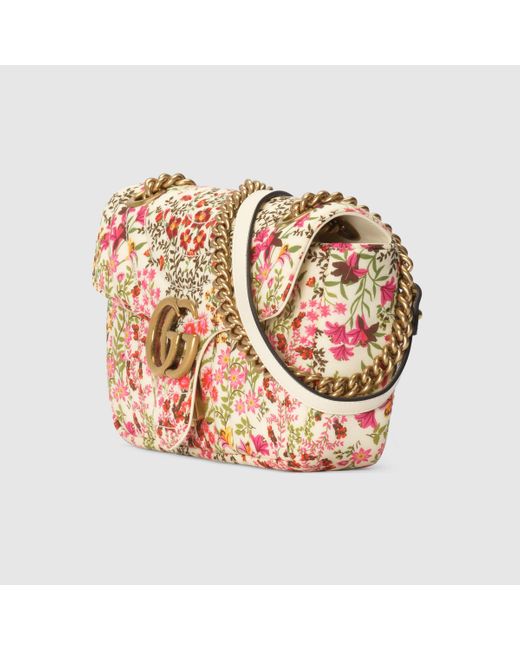 Gucci Green GG Marmont Small Floral Shoulder Bag