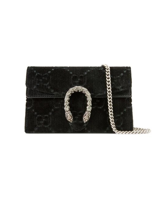 Gucci Dionysus GG Velvet Super Mini Bag in Black - Lyst