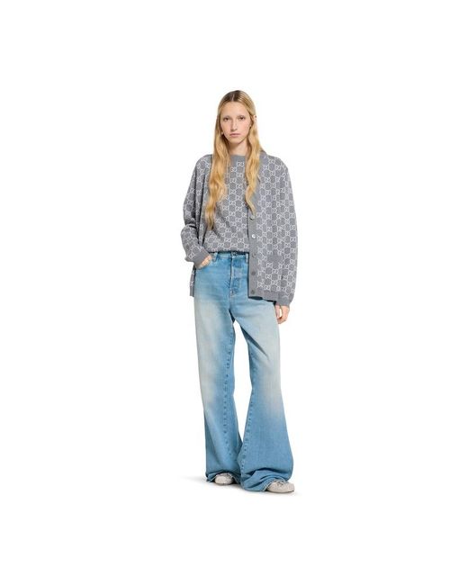 Gucci Gray Reversible Gg Fine Wool Jacquard Top