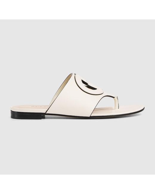 Gucci White Interlocking G Cut-out Sandal