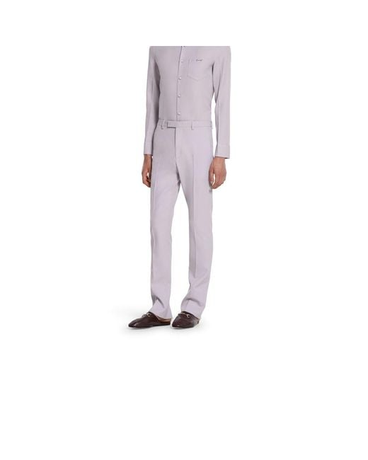 Pantalon En Gabardine De Laine Sèche, Taille Gucci en coloris Purple