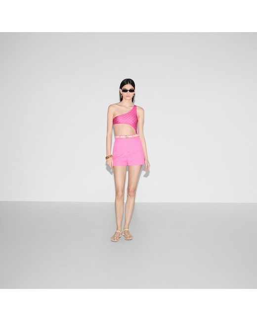 Gucci Pink Badeanzug Aus GG Stretch-Jersey