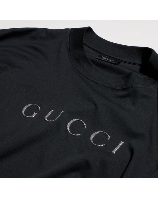 Gucci Black Cotton Jersey T-Shirt With Print