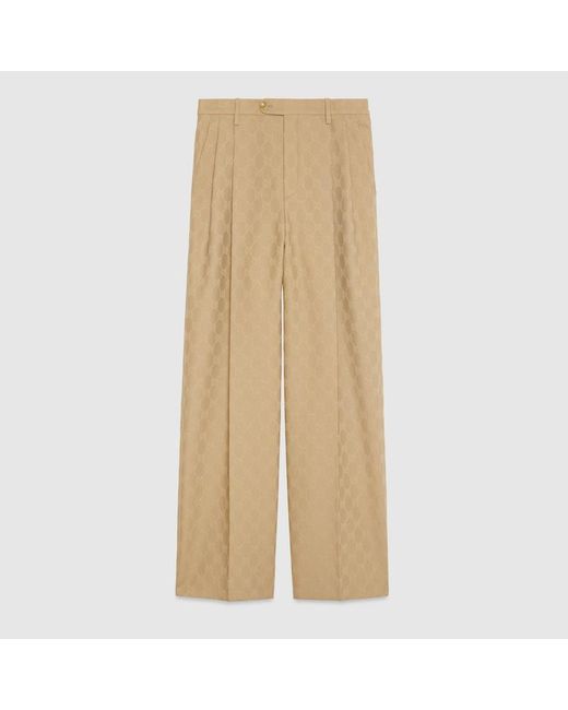 Gucci Natural GG Wool Jacquard Trousers