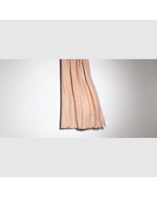 Gucci Natural Double G Silk Wool Shawl, Wool