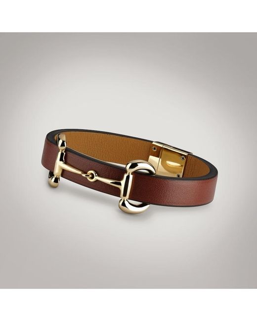 Gucci Brown Leather Bracelet With Horsebit