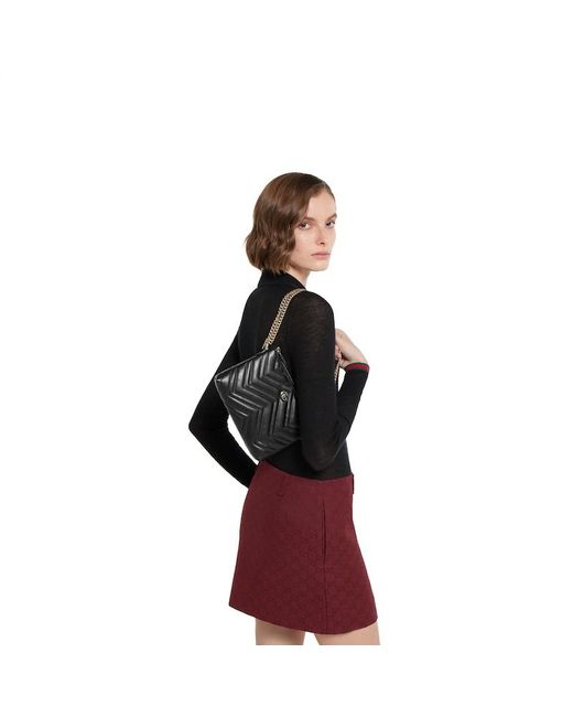 Pochette Gg Marmont Avec Chaîne Gucci en coloris Black