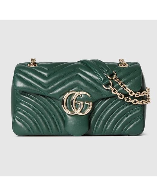 Gucci Green "Gg Marmont" Shoulder Bag Small