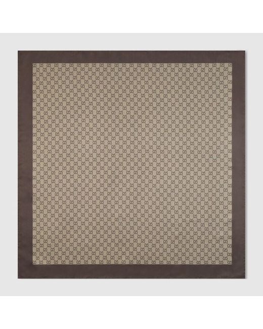 Gucci Brown Silk Gg Scarf