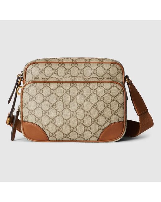 Gucci Brown Gg Emblem Medium Crossbody Bag, Gg Canvas for men