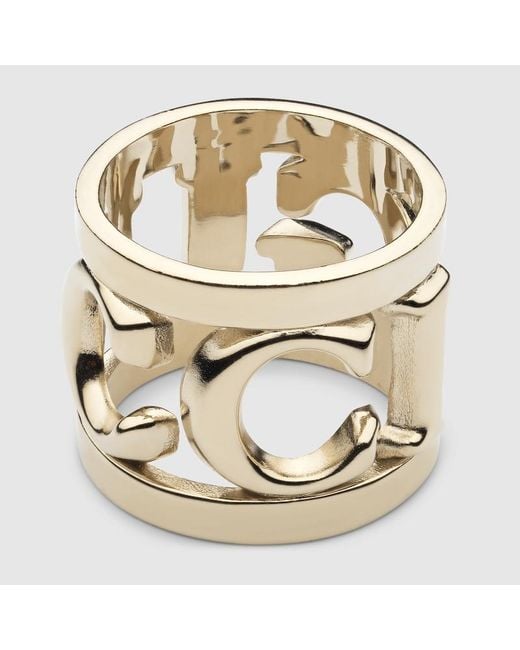 Gucci Metallic Logo Carré Ring, Metal