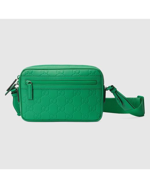 Gucci Green GG Rubber-effect Crossbody Bag for men
