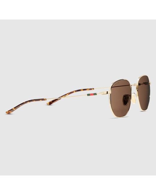 Gucci Brown Round Frame Sunglasses for men