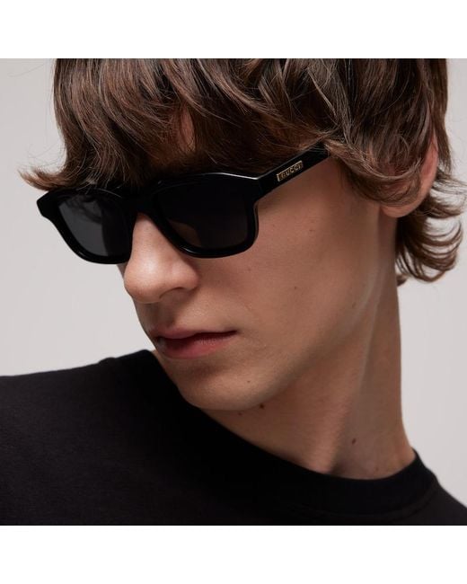 Gucci Black Rectangular-Frame Sunglasses for men