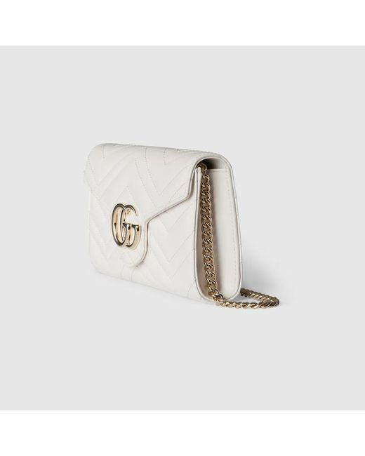 Gucci 〔Ggマーモント〕チェーンウォレット, ホワイト, レザー White