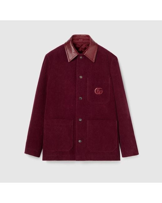 Gucci Red Velvet Corduroy Jacket With Double G for men