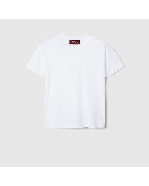 Gucci White Cotton Jersey T-shirt With Embroidery