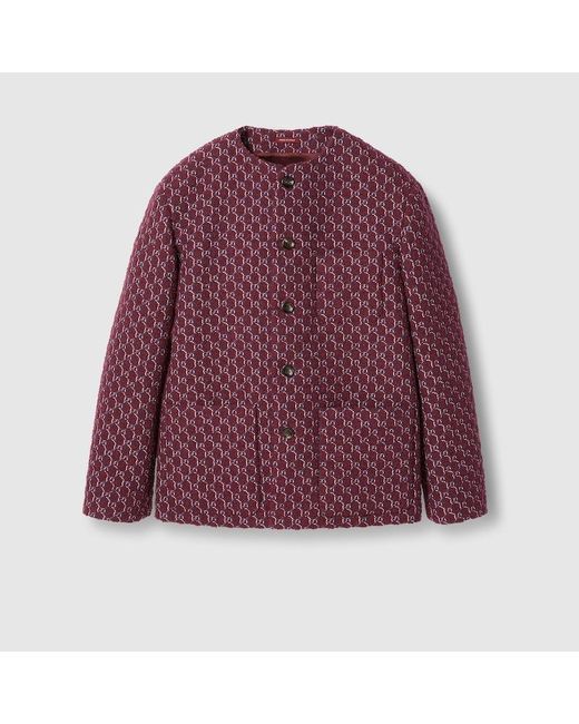 Gucci Purple Bouclé Wool Jacquard Jacket With GG Shadow for men