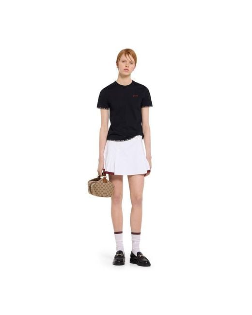 Gucci Black Cotton T-Shirt With Embroidery