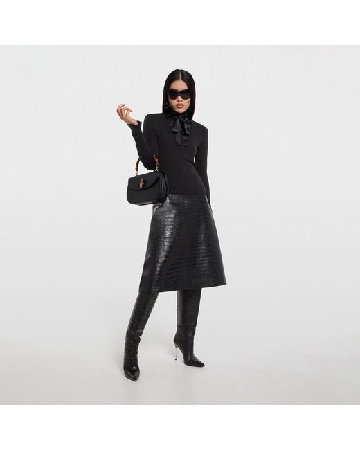 Gucci Black Fine Cashmere Silk Top With Embroidery