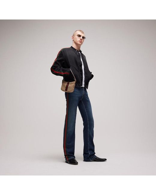 Gucci Blue Cotton Denim Pants With Web for men