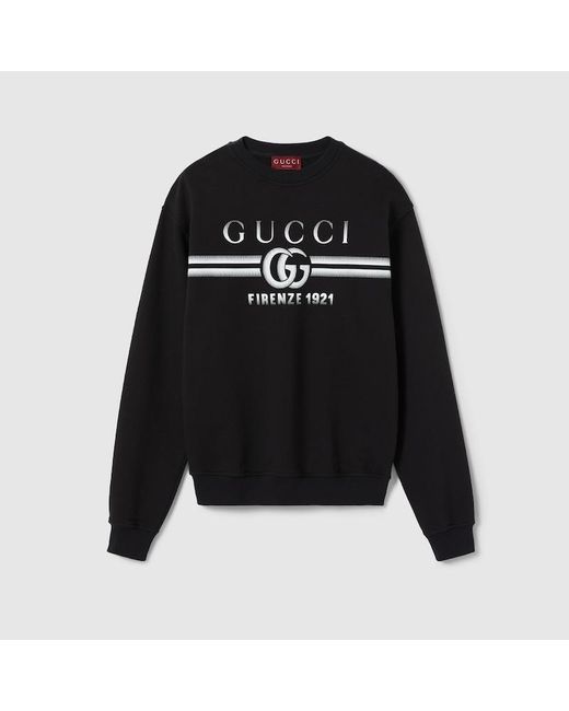 Sweat-shirt En Jersey De Coton À Imprimé Gucci pour homme en coloris Black