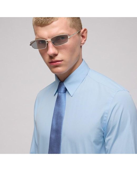 Gucci Blue Silk Tie With Embroidery, Silk for men