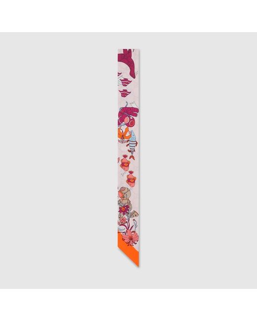 Gucci Red Printed Silk Ribbon