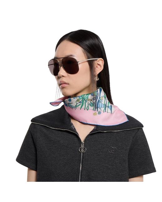 Gucci Red Printed Silk Carré