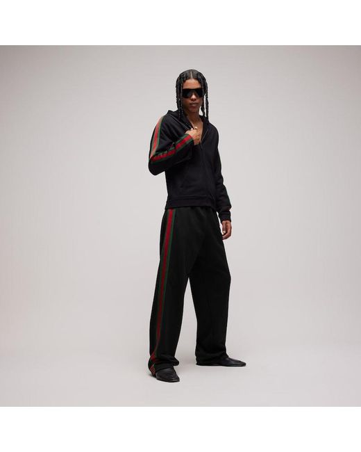 Gucci Black Silk Cotton Sportswear Pants With Web for men