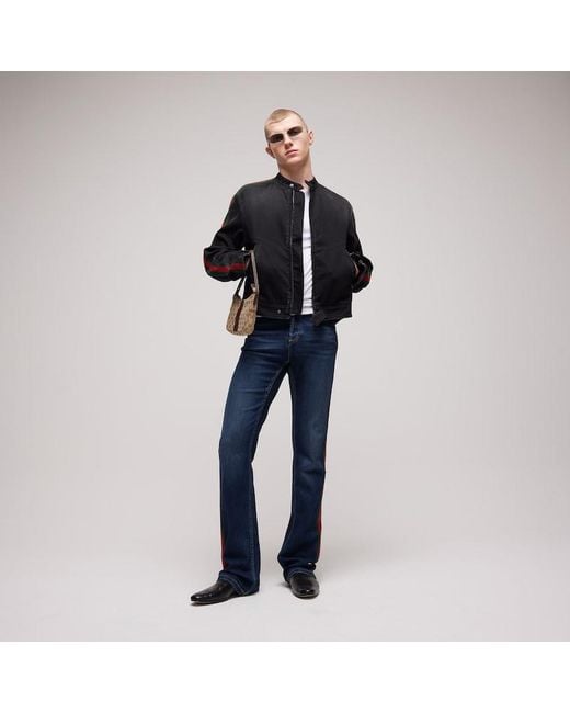 Gucci Black Cotton Denim Biker Jacket With Web for men