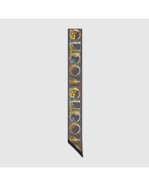Gucci Black Printed Silk Twill Ribbon