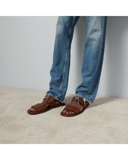 Sandalo Con Incrocio GG Tondo di Gucci in Brown da Uomo