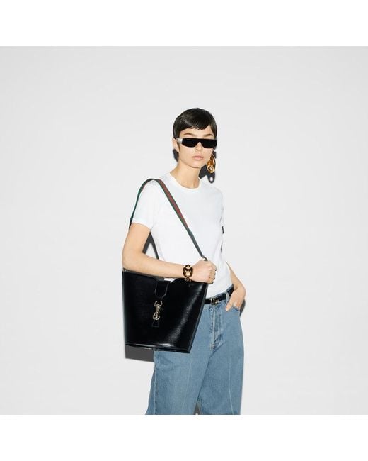 Gucci Black Mittelgroße Schultertasche Im Bucket-Bag-Stil