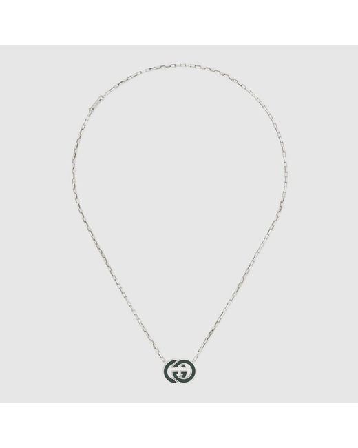 Collana Interlocking Con Pendente di Gucci in Metallic