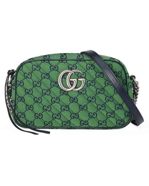 Gucci Green GG Marmont Multicolour Small Shoulder Bag