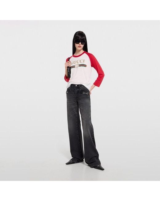 Gucci Red Cotton Jersey T-Shirt With Print