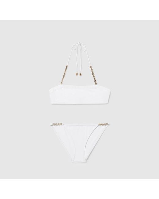 Gucci White Sparkling Jersey Bikini, Ready-To-Wear