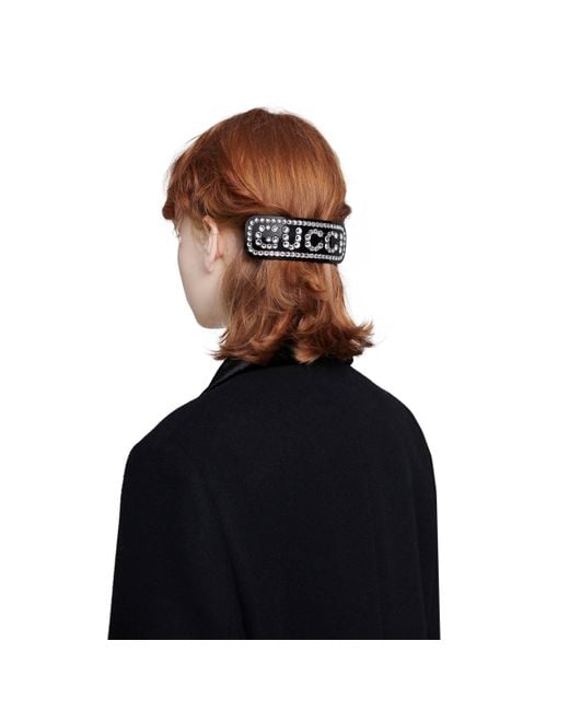 Pasador para el pelo de cristal Gucci de color Negro | Lyst