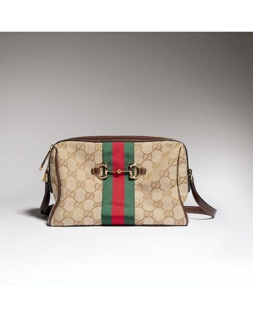 Gucci Natural Horsebit Web Small Camera Bag, Gg Canvas