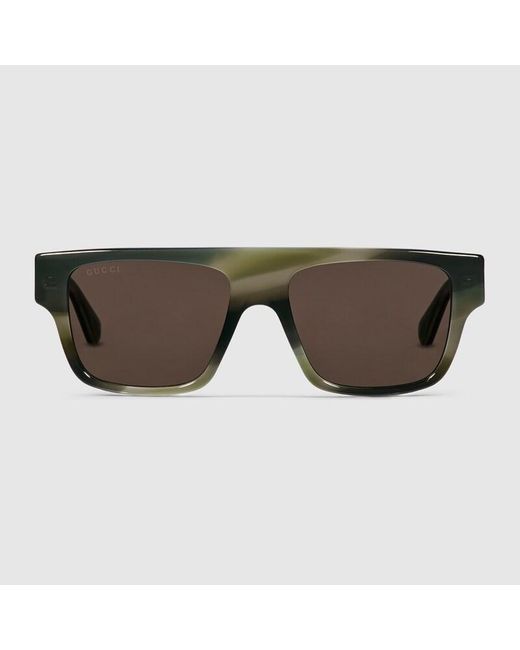 Gucci Brown Rectangular Frame Sunglasses for men