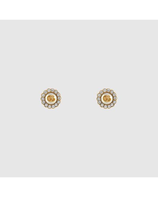 Gucci Metallic GG Marmont Flower Stud Earrings