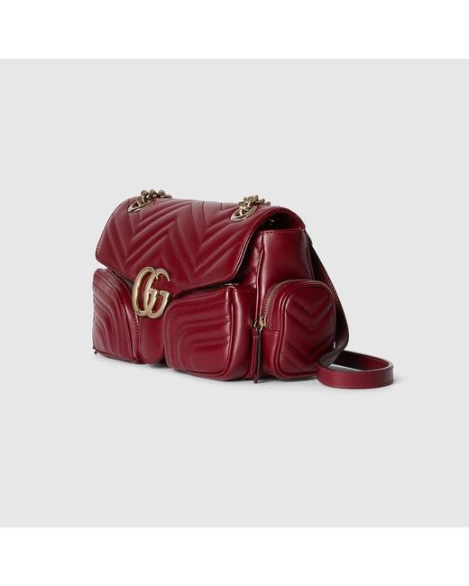 Gucci Red Kleine GG Marmont Multipocket-Tasche