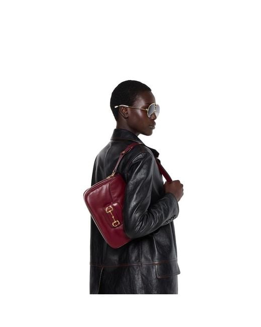 Borsa A Spalla Horsebit 1955 Aura Misura Piccola di Gucci in Red