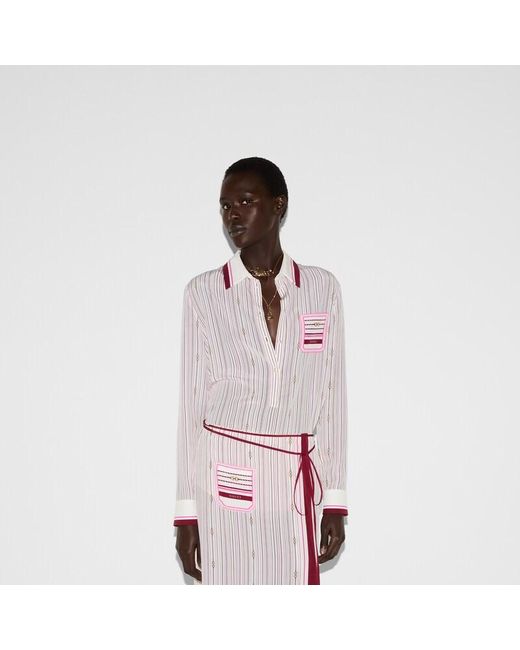Gucci Pink Hemdbluse Aus Seide Mit Print, Größe