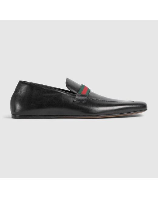 Gucci Black Loafer With Web, Leather