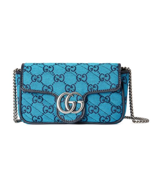 Mini borsa gg marmont multicolor di Gucci in Blue